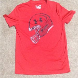 Red under armor football t shirt